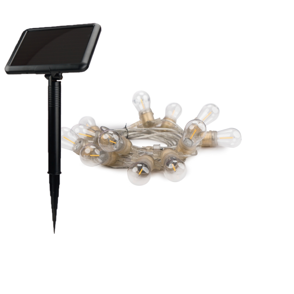 12 Bulbs Solar String Light with Transparent Lamp Heads and Cable, Remote Control