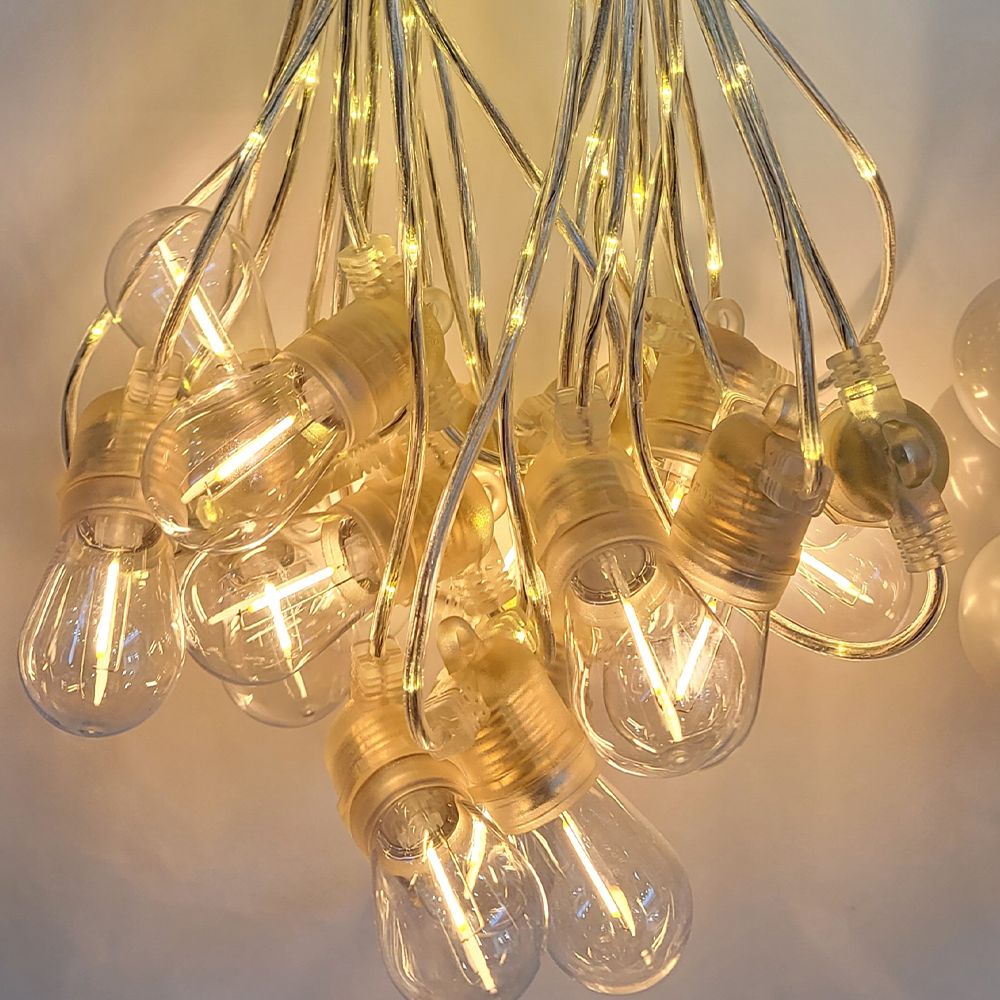 12 Bulbs Solar String Light with Transparent Lamp Heads and Cable With