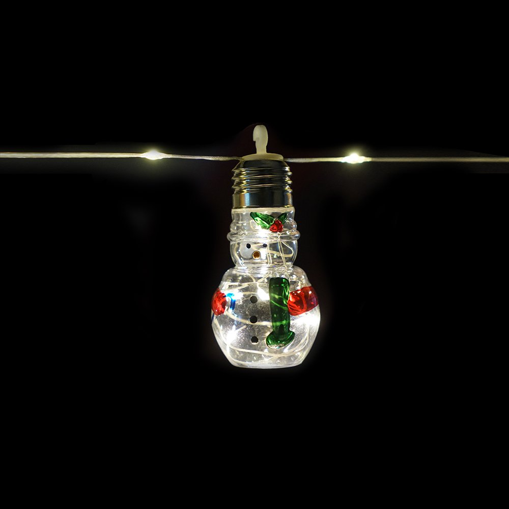 10 Bulbs Christmas Snowmen Solar String Light 