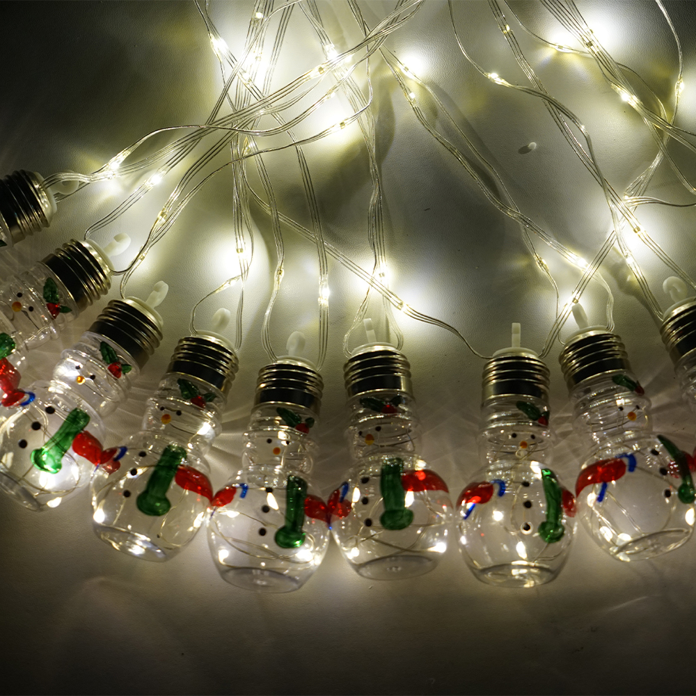 10 Bulbs Christmas Snowmen Solar String Light 
